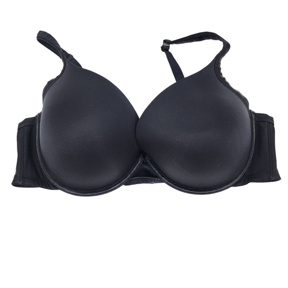 Cacique Black Full Coverage Underwire Smooth Boost Plunge Bra Size 46DD